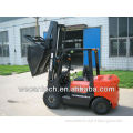 Forklift hinged fork and bucket; tilt bucket